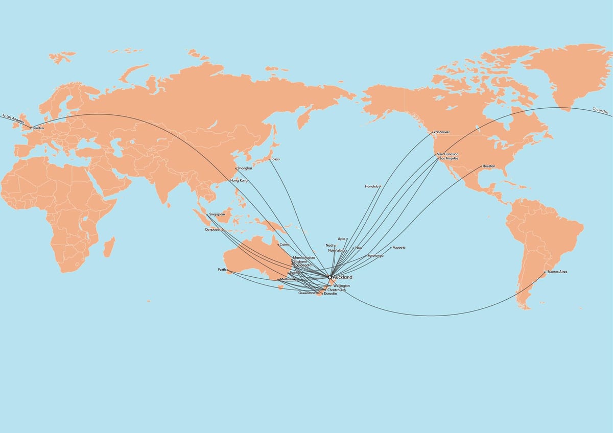 ಏರ್ ನ್ಯೂಜಿಲ್ಯಾಂಡ್ ನಕ್ಷೆ