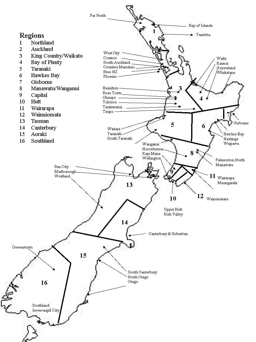 ಕಪ್ಪು ಮತ್ತು ಬಿಳಿ, ನಕ್ಷೆ, ನ್ಯೂಜಿಲ್ಯಾಂಡ್