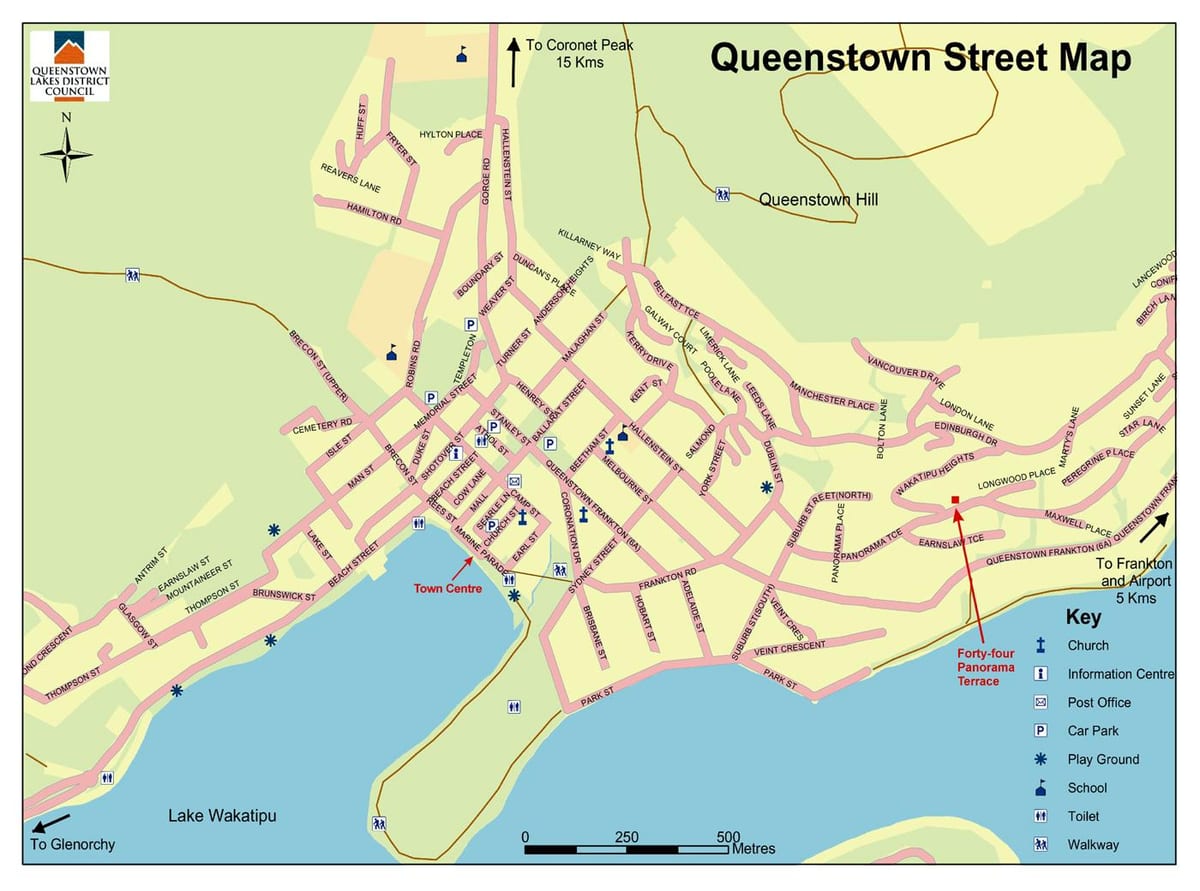 ರಸ್ತೆ ನಕ್ಷೆ queenstown ನ್ಯೂ ಜಿಲಂಡ್